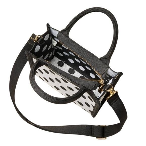 Kate Spade New York x Target Black White Polka Dot Knit Crossbody Handbag Purse - Picture 3 of 6